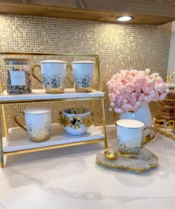 Inspire Me! Home Decor Gold & White Ceramic Mug With Lid