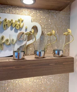 Inspire Me! Home Decor Glass Mug With Gold Pomegranate Handle And Silver Metal Base