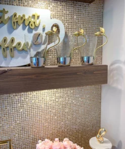 Inspire Me! Home Decor Glass Mug With Gold Pomegranate Handle And Silver Metal Base