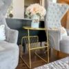 Inspire Me! Home Decor Gold Metal Mirrored Side Table With Rack