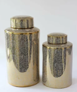 Inspire Me! Home Decor Jars White And Gold Elegant Jar With Lid (2 Sizes)