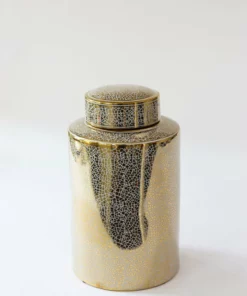 Inspire Me! Home Decor Jars White And Gold Elegant Jar With Lid (2 Sizes)