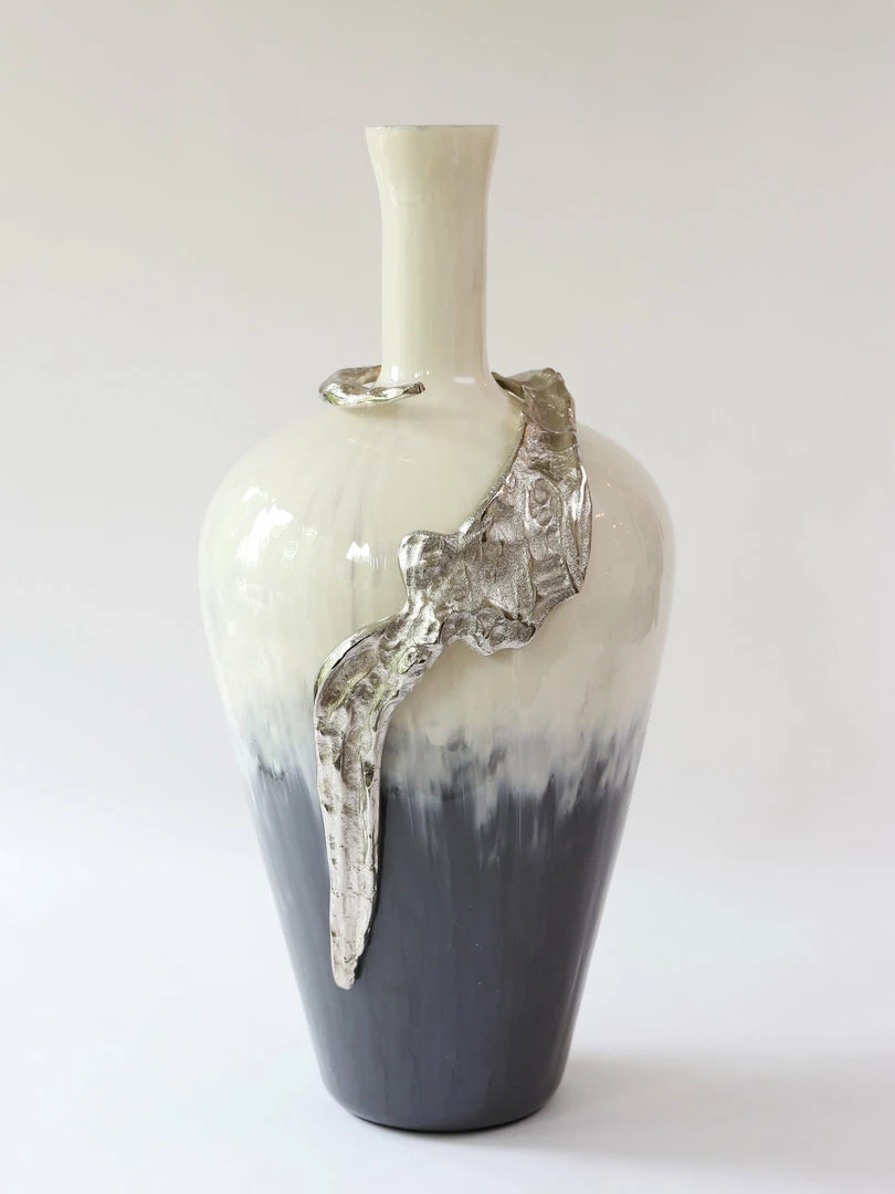 Inspire Me! Home Decor Large Glass Vase W/ Silver Metal Decor (2 Sizes) 7 Inspire Me! Home Decor Large Glass Vase W/ Silver Metal Decor (2 Sizes)