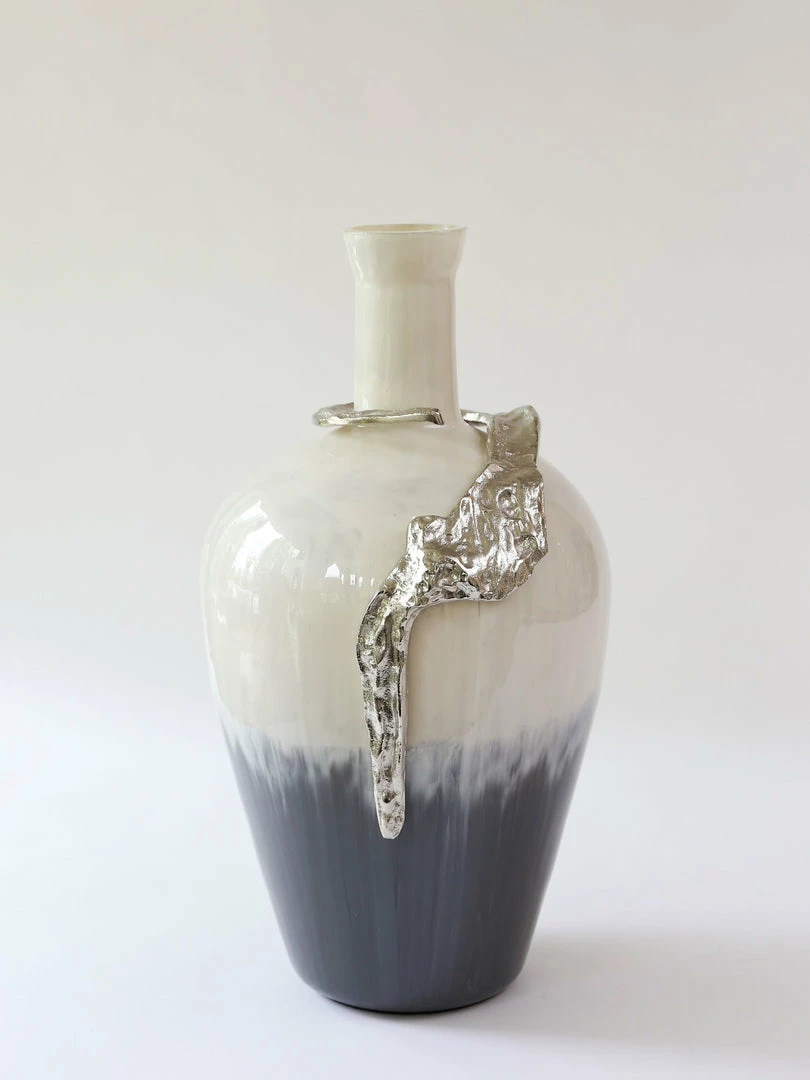 Inspire Me! Home Decor Large Glass Vase W/ Silver Metal Decor (2 Sizes) 6 Inspire Me! Home Decor Large Glass Vase W/ Silver Metal Decor (2 Sizes)