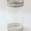 Inspire Me! Home Decor Tall Glass Vase W/ Ornate Silver Metal Rims
