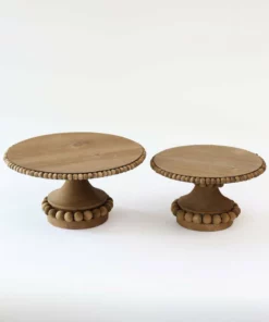 Inspire Me! Home Decor Round Beaded Wood Cake Stand (2 Sizes)