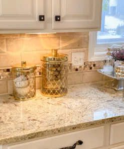 Inspire Me! Home Decor Glass Jar W/ Gold Lid (2 Sizes & 2 Colors)