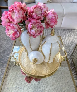 Inspire Me! Home Decor Large Round Gold Tray With Bird Detail
