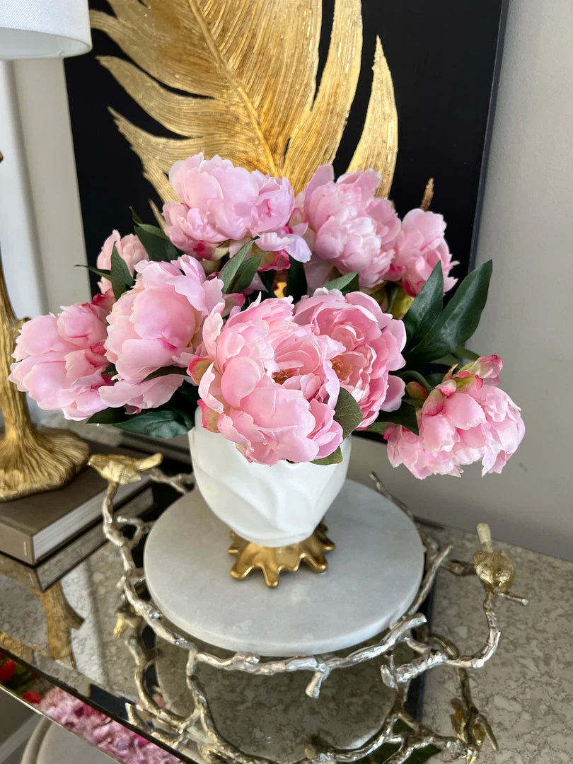 Inspire Me! Home Decor Round Marble Tray With Gold Branch & Bird Details 3 Inspire Me! Home Decor Round Marble Tray With Gold Branch & Bird Details