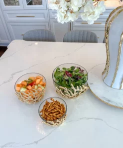 Inspire Me! Home Decor Bowls With Gold Textured Design (3 Sizes)