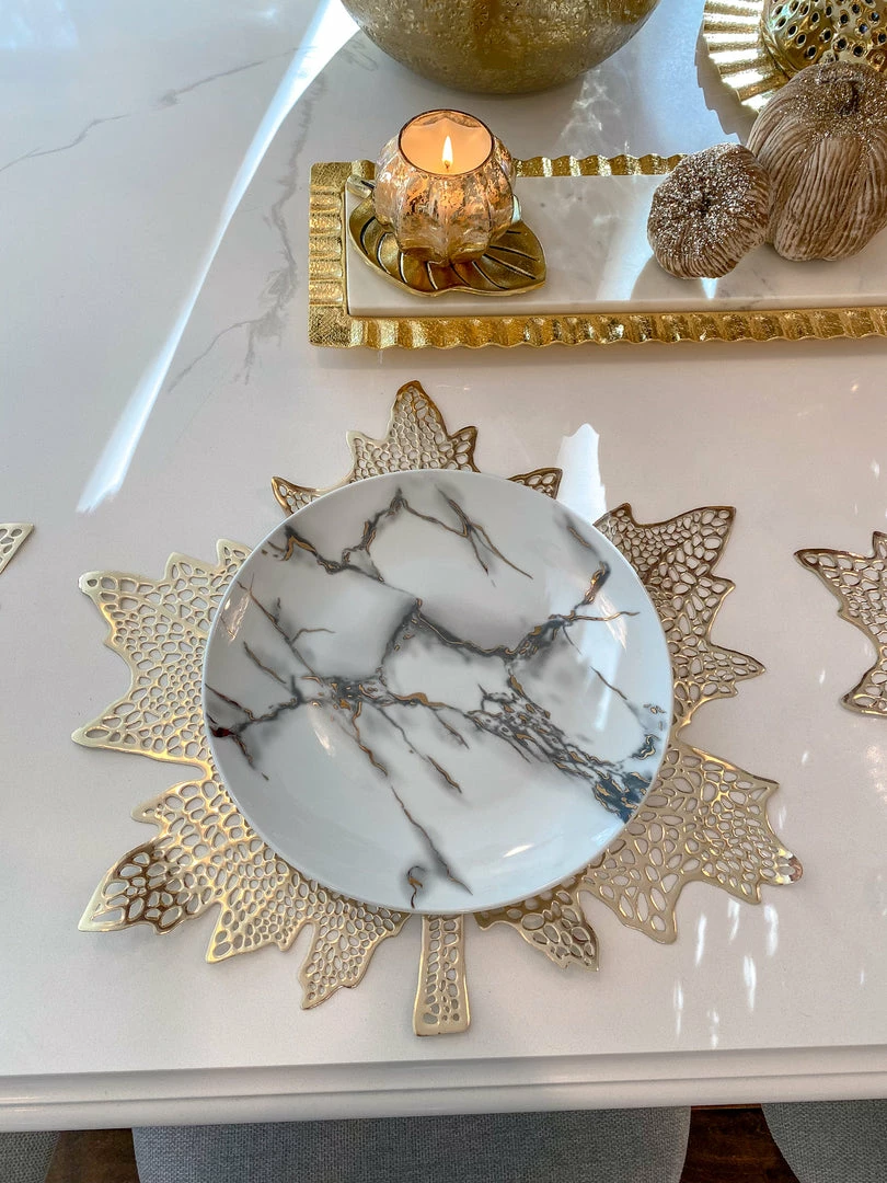 Inspire Me! Home Decor Gold Metallic Maple Leaf Place Mats (Set Of 4) 3 Inspire Me! Home Decor Gold Metallic Maple Leaf Place Mats (Set Of 4)