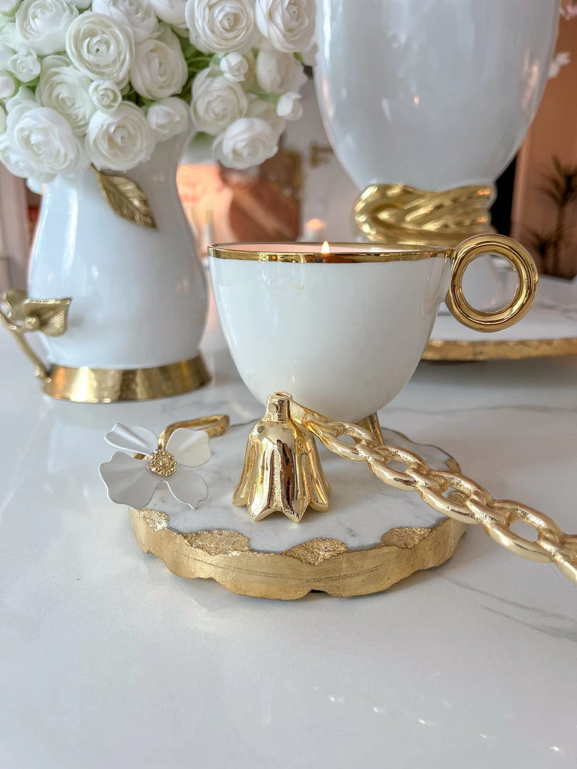 Inspire Me! Home Decor Round Trivet With White Jeweled Flower Details 6 Inspire Me! Home Decor Round Trivet With White Jeweled Flower Details