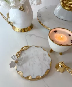 Inspire Me! Home Decor Round Trivet With White Jeweled Flower Details 13 Inspire Me! Home Decor Round Trivet With White Jeweled Flower Details