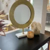 Inspire Me! Home Decor Gold Hammered Texture Tabletop Mirror W/ Marble Base