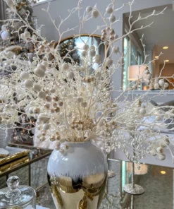 Inspire Me! Home Decor White And Gold Berry Stem