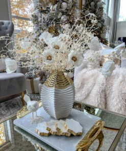 Inspire Me! Home Decor White And Gold Berry Stem