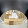 Inspire Me! Home Decor Gold Tissue Box Cover With White Jeweled Flower Details