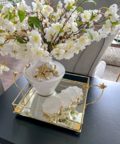 Inspire Me! Home Decor White Ceramic Vase With Stunning Gold & White Floral Detail