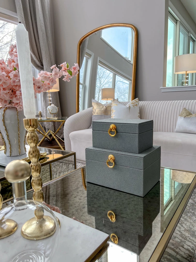 Inspire Me! Home Decor Set Of 2 Faux Leather Boxes W/ Gold Accent (2 Colors) 5 Inspire Me! Home Decor Set Of 2 Faux Leather Boxes W/ Gold Accent (2 Colors)