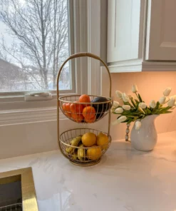 Inspire Me! Home Decor Gold Metal Two Tier Storage Basket