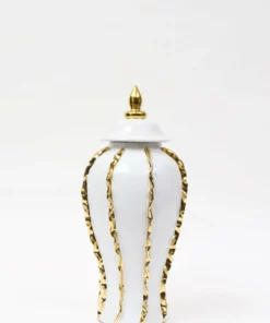 Inspire Me! Home Decor White Ginger Jar With Gold Details (3 Sizes)