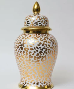 Inspire Me! Home Decor Gold Leopard Print Ginger Jar (2 Sizes)