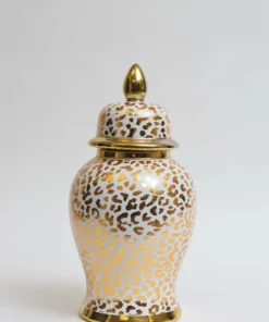 Inspire Me! Home Decor Gold Leopard Print Ginger Jar (2 Sizes)