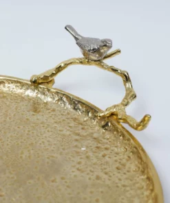 Inspire Me! Home Decor Large Round Gold Tray With Bird Detail