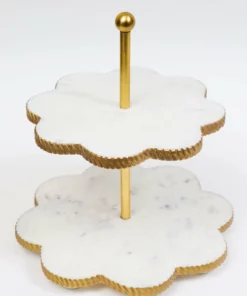 Inspire Me! Home Decor White Marble Flower Shaped Cake Stand (2 Colors)