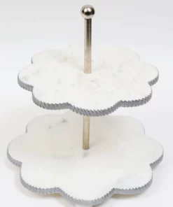 Inspire Me! Home Decor White Marble Flower Shaped Cake Stand (2 Colors)