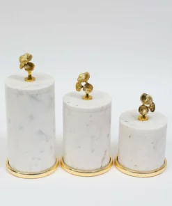 Inspire Me! Home Decor Marble Canisters With Floral Design Lid (2 Colors, 3 Sizes) Gold