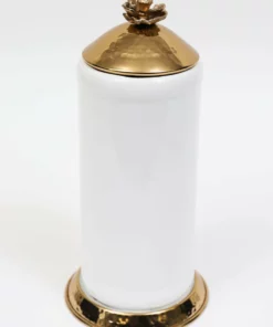 Inspire Me! Home Decor White Ceramic Jars With Gold Flower Lid (3 Sizes)