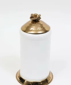 Inspire Me! Home Decor White Ceramic Jars With Gold Flower Lid (3 Sizes)