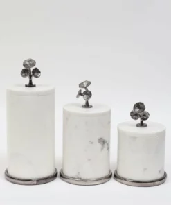 Inspire Me! Home Decor Marble Canisters With Floral Design Lid (2 Colors, 3 Sizes) Gold