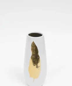 Inspire Me! Home Decor White Ceramic Vase With Gold Leaf Design (3 Sizes)
