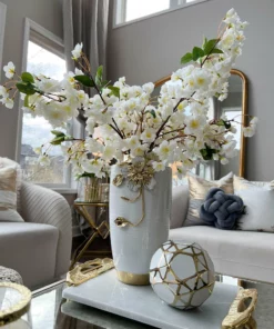 Inspire Me! Home Decor White & Gold Flower Vase
