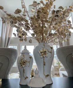 Inspire Me! Home Decor White And Gold Flower Ginger Jar (3 Sizes)