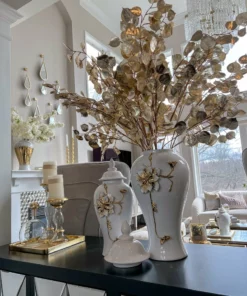 Inspire Me! Home Decor White And Gold Flower Ginger Jar (3 Sizes)