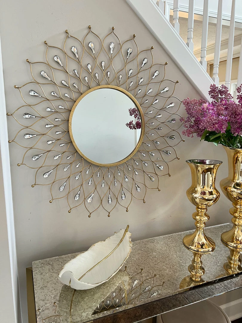 Inspire Me! Home Decor Golden Jeweled Sunburst MIrror 6 Inspire Me! Home Decor Golden Jeweled Sunburst MIrror