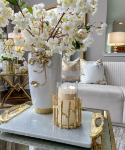 Inspire Me! Home Decor Glass Hurricane/Faux Floral Vase With Gold Twig Design (3 Sizes) 17 Inspire Me! Home Decor Glass Hurricane/Faux Floral Vase With Gold Twig Design (3 Sizes)