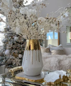 Inspire Me! Home Decor White Porcelain Vase Dipped Design (2 Colors)