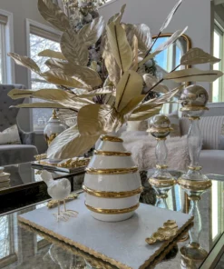 Inspire Me! Home Decor White Porcelain Vase With Stripe Design (2 Colors)