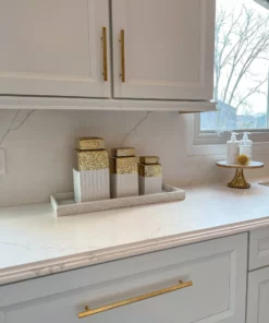 Inspire Me! Home Decor White Hammered Jar With Gold Border & Lid (3 Sizes)