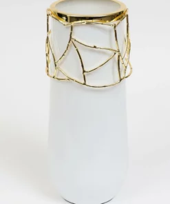 Inspire Me! Home Decor White Glass Vase With Mesh Design (2 Styles) "From Pops Of Color Home Collection"