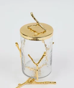 Inspire Me! Home Decor Glass Canister With Gold Metal Branch Design (3 Sizes)