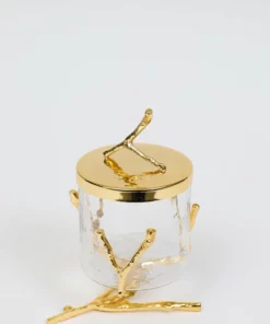 Inspire Me! Home Decor Glass Canister With Gold Metal Branch Design (3 Sizes)