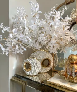 Inspire Me! Home Decor White Porcelain Geometrical Design Vase With Cut Out (2 Sizes)