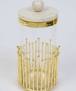 Inspire Me! Home Decor Glass Canisters With Gold Linear Details (3 Sizes) 15 Inspire Me! Home Decor Glass Canisters With Gold Linear Details (3 Sizes)