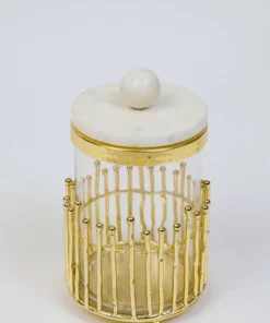 Inspire Me! Home Decor Glass Canisters With Gold Linear Details (3 Sizes) 16 Inspire Me! Home Decor Glass Canisters With Gold Linear Details (3 Sizes)