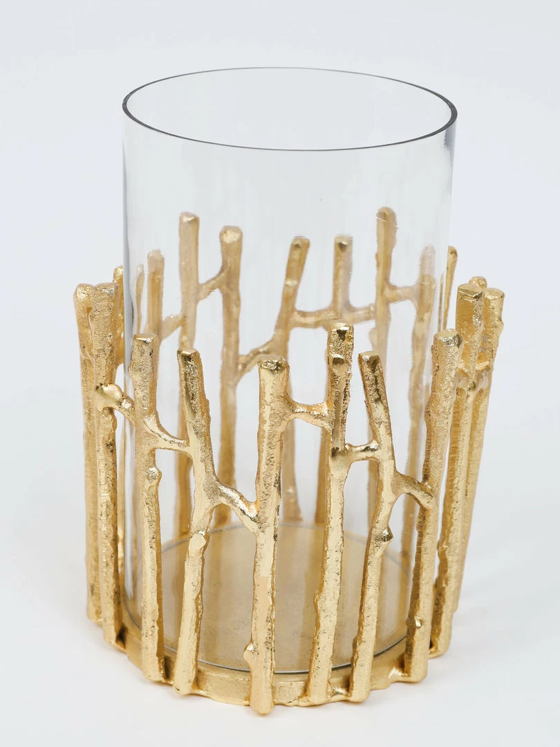 Inspire Me! Home Decor Glass Hurricane/Faux Floral Vase With Gold Twig Design (3 Sizes) 10 Inspire Me! Home Decor Glass Hurricane/Faux Floral Vase With Gold Twig Design (3 Sizes)